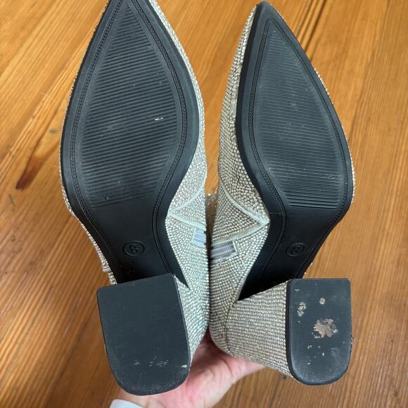 A New Day silver metallic studded jeweled heeled pointed toe booties SIZE 8 - Picture 8 of 10